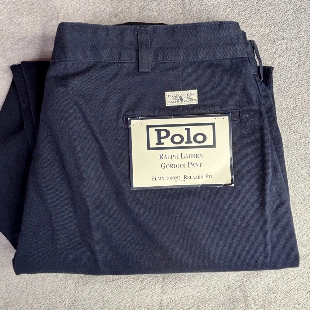 Polo Ralph Lauren Gordon Pant Men 40x32 Navy Blue Relaxed Fit Plain Front Chino